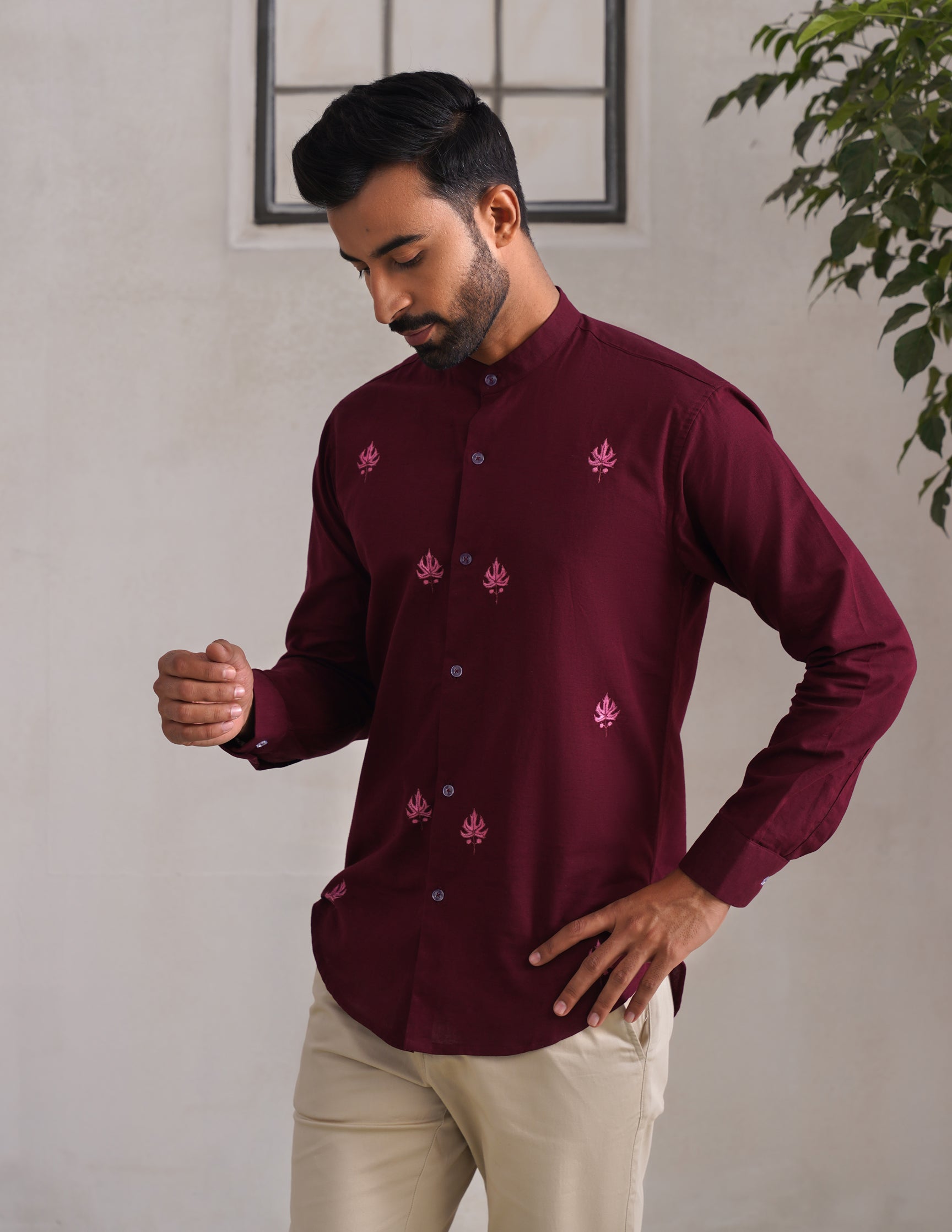 Chinar Motif Design Sozni Embroidered Men&
