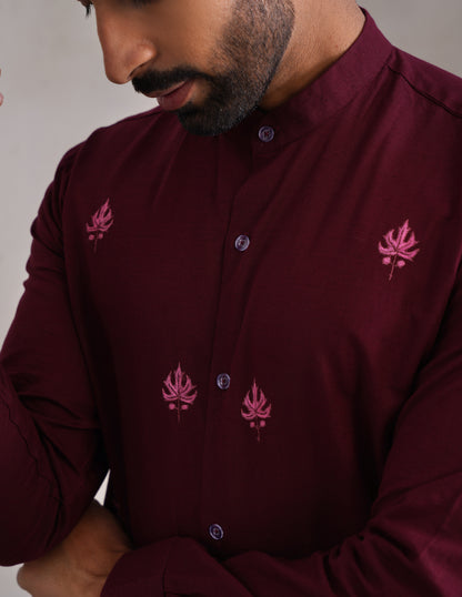 Chinar Motif Design Sozni Embroidered Men&