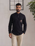 Kashmiri Sozni Chinar Linen Cotton Shirt – Black | Handcrafted Heritage - Kashmir Box