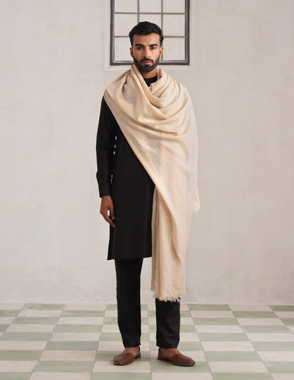 Solid Pashmina Off White Men&