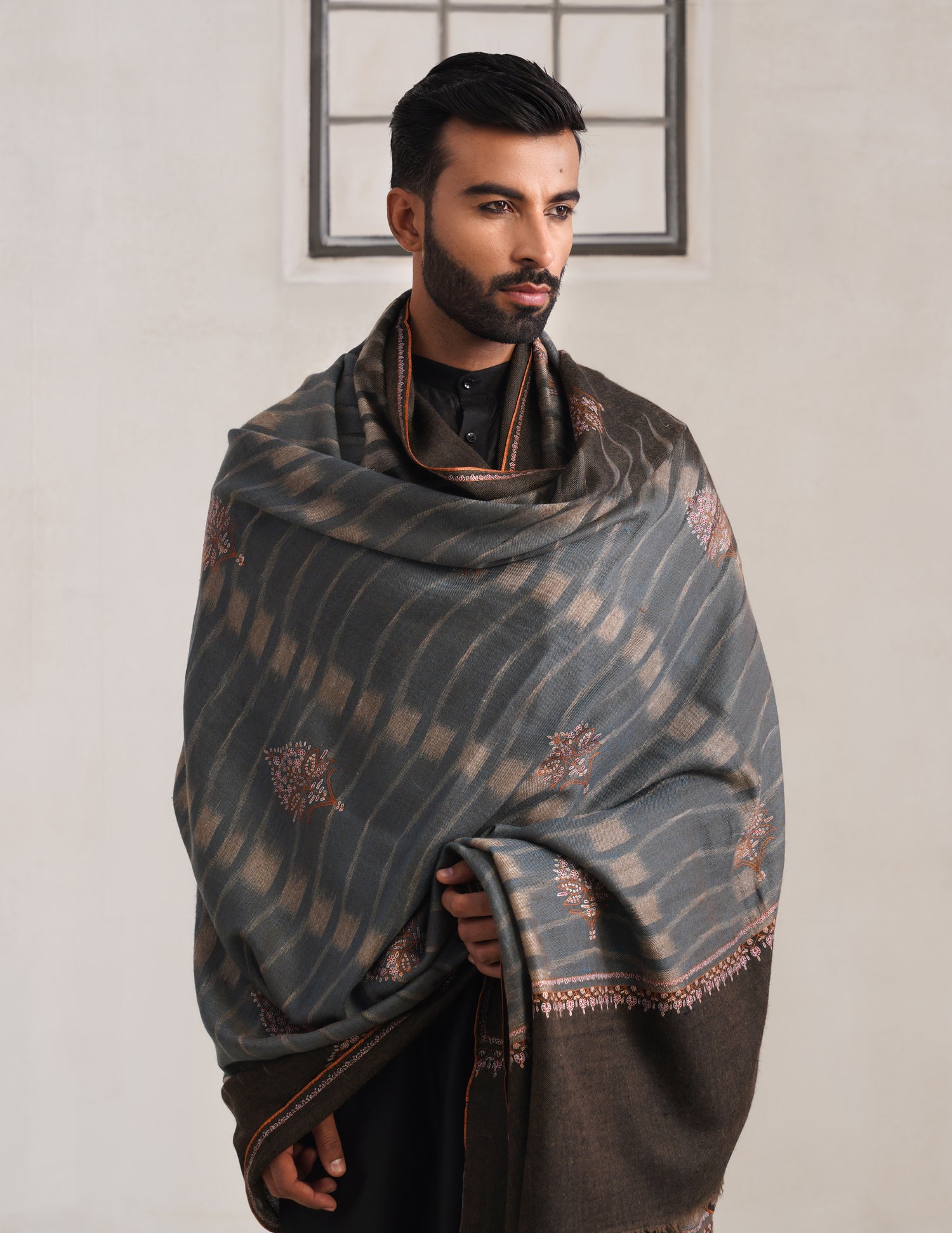 Bootidar Ikkat Design Sozni Pashmina Men&