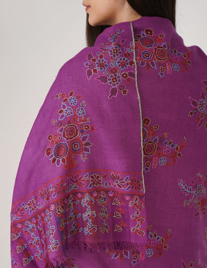 Kashmiri Handwoven Pashmina Sozni Stole Outline Botidar – Grapewine | Handwoven Heritage | GI Certified - Kashmir Box