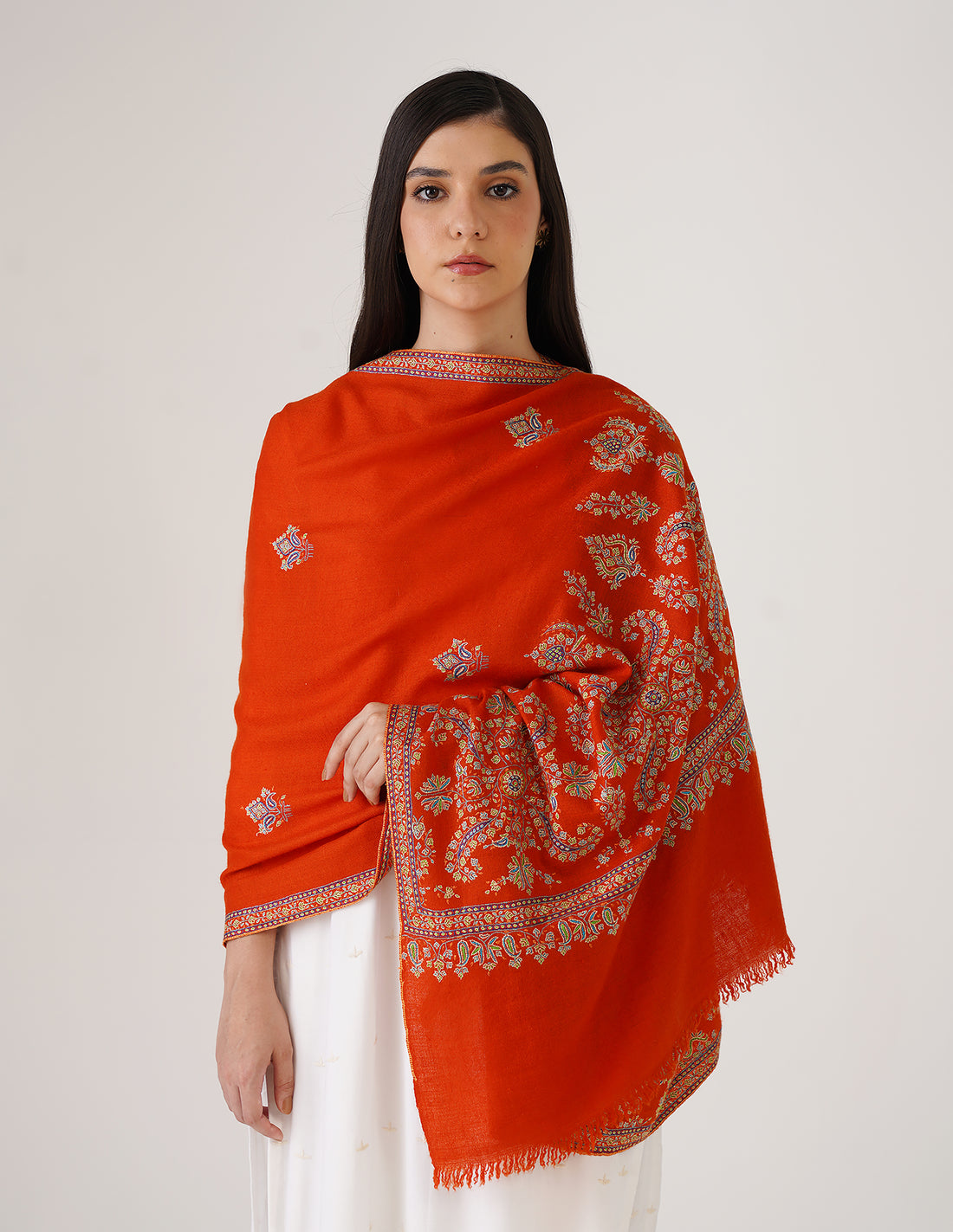 Kashmiri Handwoven Pashmina Sozni Palladar Stole – Orangeade | Luxury Heritage - Kashmir Box