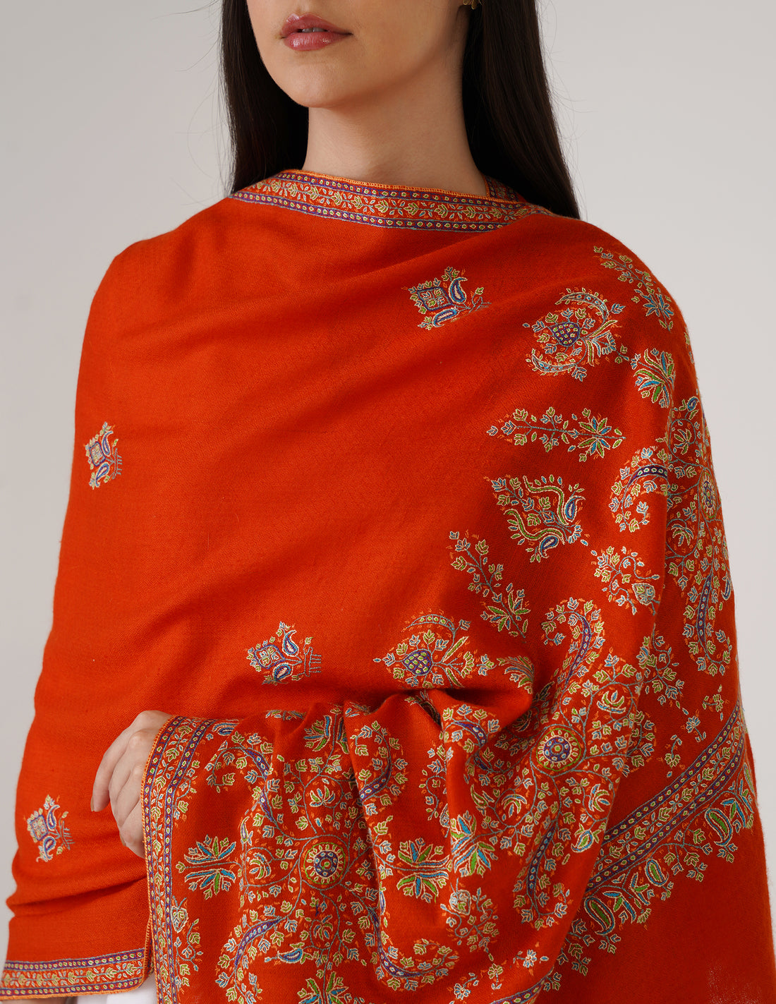 Kashmiri Handwoven Pashmina Sozni Palladar Stole – Orangeade | Luxury Heritage - Kashmir Box