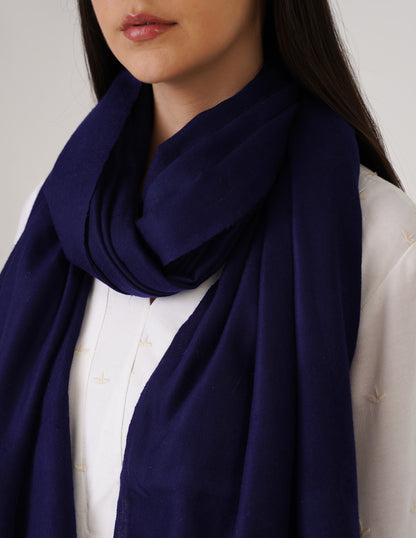 Kashmiri Handwoven Solid Cashmere Pashmina Shawl – Indigo Blue | Handwoven Heritage - Kashmir Box