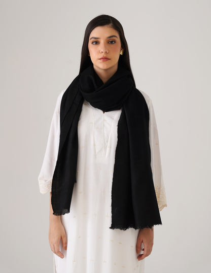 Kashmiri Handwoven Solid Cashmere Pashmina Shawl – Black | Handwoven Heritage - Kashmir Box