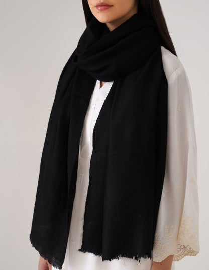 Kashmiri Handwoven Solid Cashmere Pashmina Shawl – Black | Handwoven Heritage - Kashmir Box