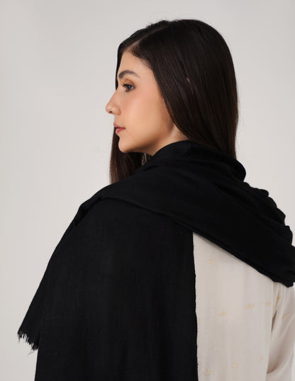 Kashmiri Handwoven Solid Cashmere Pashmina Shawl – Black | Handwoven Heritage - Kashmir Box