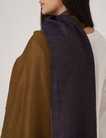 Kashmiri Handwoven Pashmina Reversible Stole – Blue &amp; Mustard | Handwoven Heritage - Kashmir Box