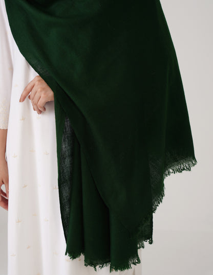Kashmiri Handwoven Solid Cashmere Pashmina Shawl – Bottle Green | Handwoven Heritage - Kashmir Box