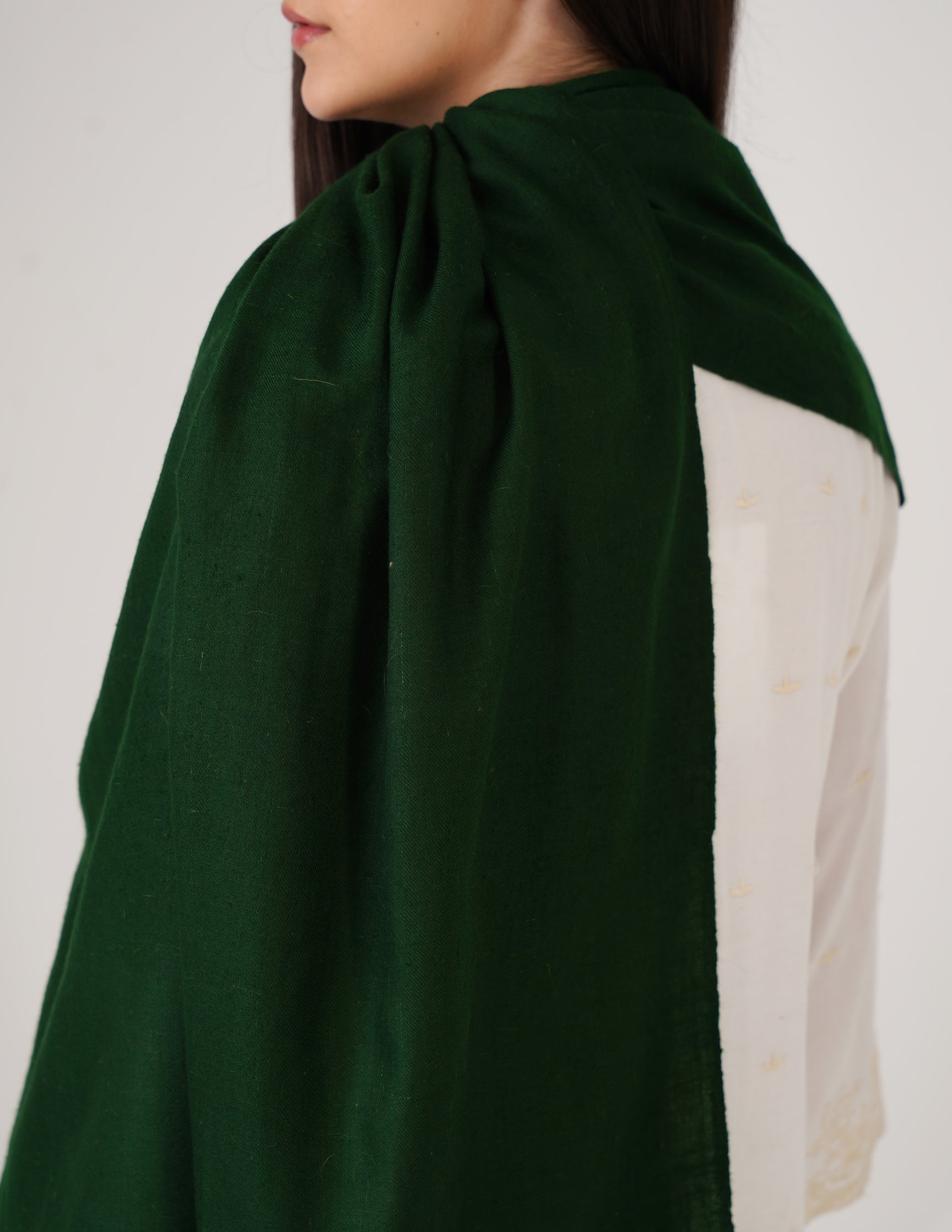 Kashmiri Handwoven Solid Cashmere Pashmina Shawl – Bottle Green | Handwoven Heritage - Kashmir Box