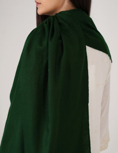 Kashmiri Handwoven Solid Cashmere Pashmina Shawl – Bottle Green | Handwoven Heritage - Kashmir Box