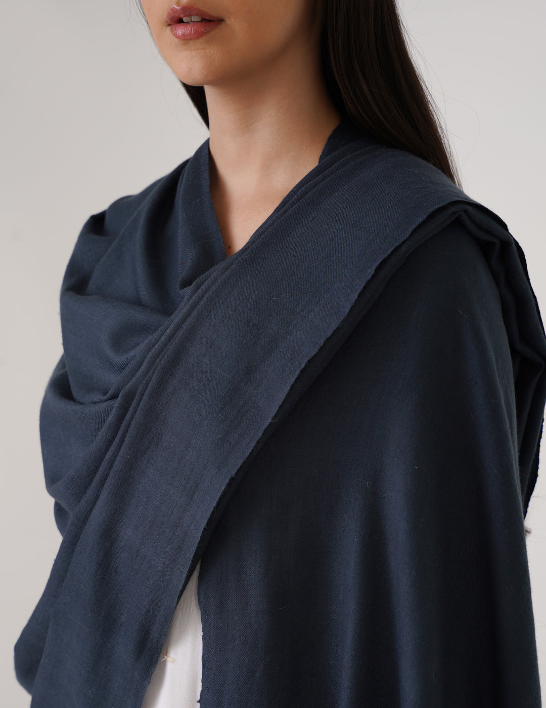 Elegant and contemporary, this Dark Teal Blue Kashmiri Cashmere