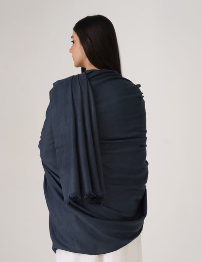 Kashmiri Handwoven Solid Cashmere Pashmina Shawl – Dark Teal Blue | Handwoven Heritage - Kashmir Box