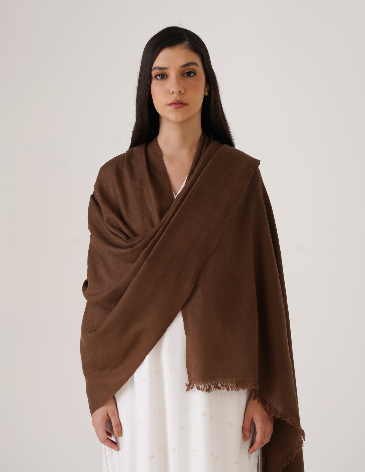 Kashmiri Handwoven Solid Cashmere Pashmina Shawl – Tawny Brown | Handwoven Heritage - Kashmir Box