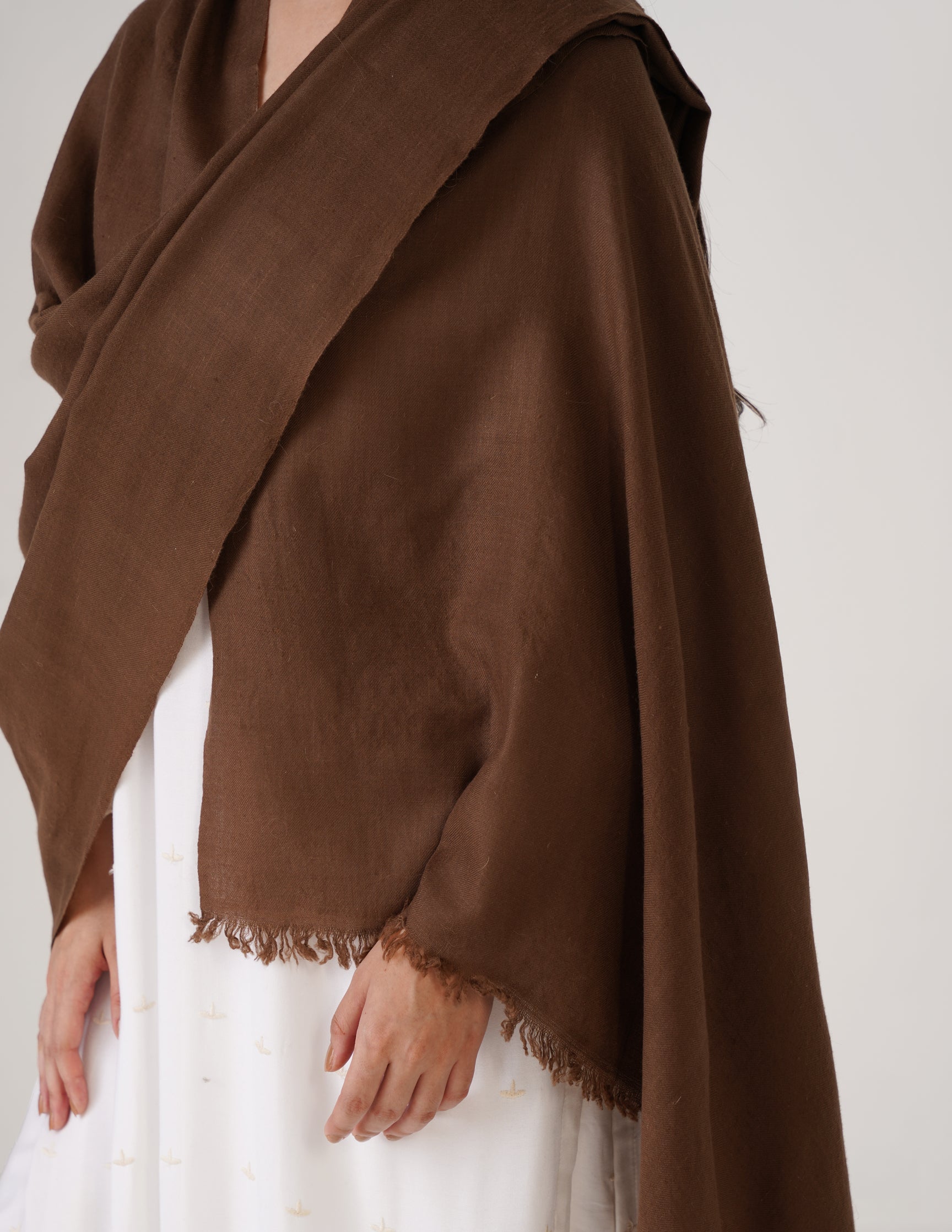 Kashmiri Handwoven Solid Cashmere Pashmina Shawl – Tawny Brown | Handwoven Heritage - Kashmir Box