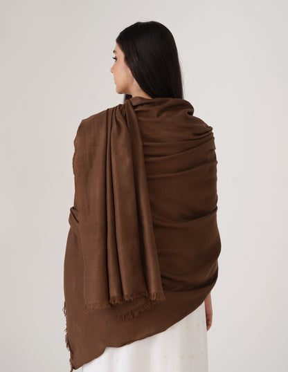 Kashmiri Handwoven Solid Cashmere Pashmina Shawl – Tawny Brown | Handwoven Heritage - Kashmir Box