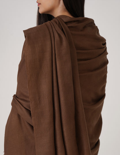 Kashmiri Handwoven Solid Cashmere Pashmina Shawl – Tawny Brown | Handwoven Heritage - Kashmir Box