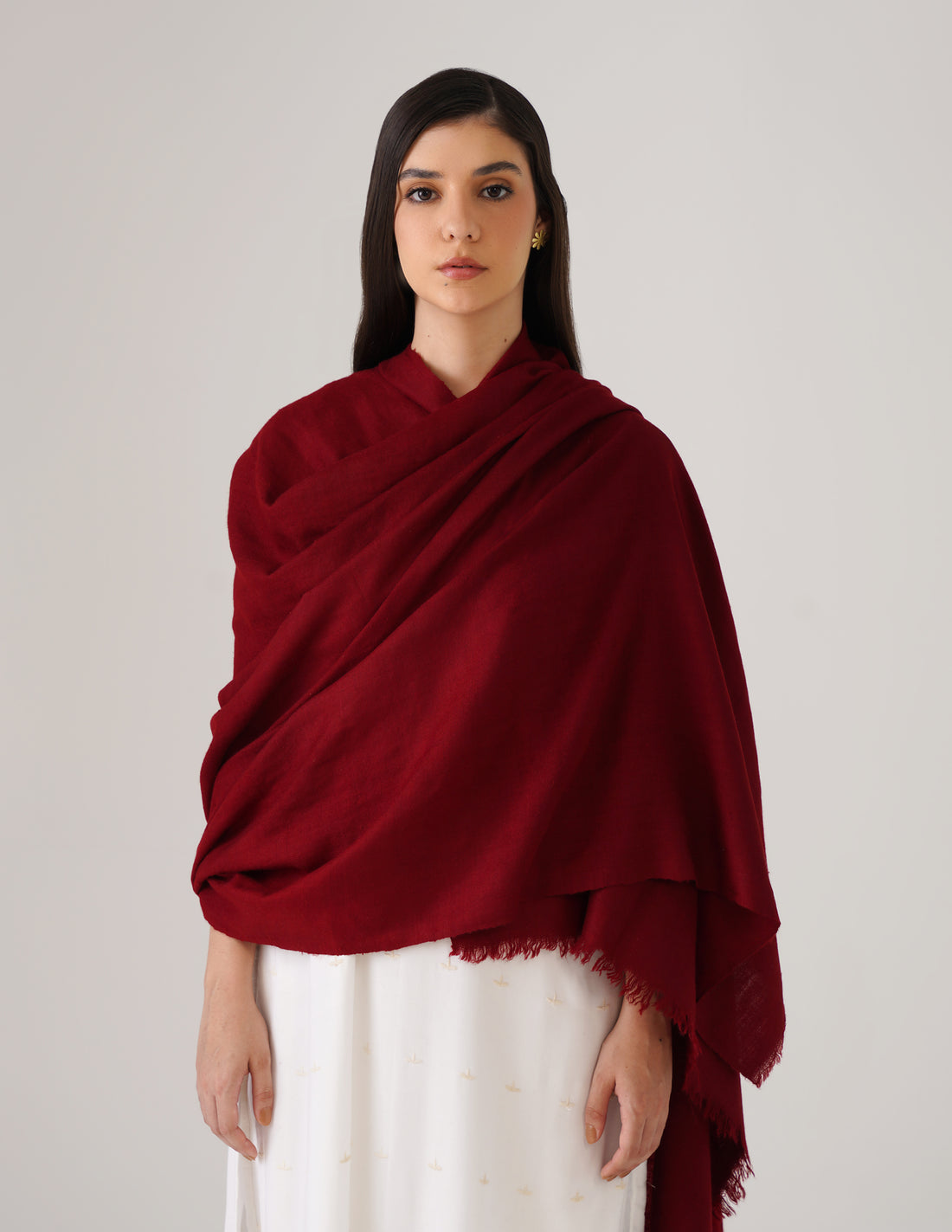 Kashmiri Handwoven Solid Cashmere Pashmina Shawl – Maroon | Handwoven Heritage - Kashmir Box