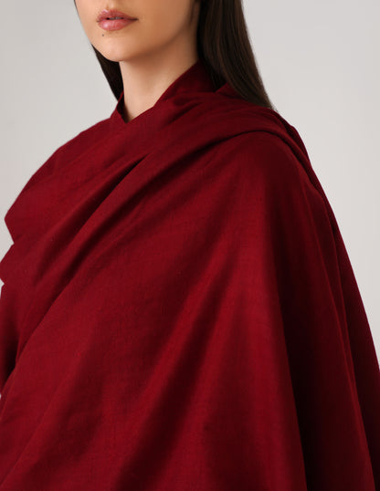 Kashmiri Handwoven Solid Cashmere Pashmina Shawl – Maroon | Handwoven Heritage - Kashmir Box
