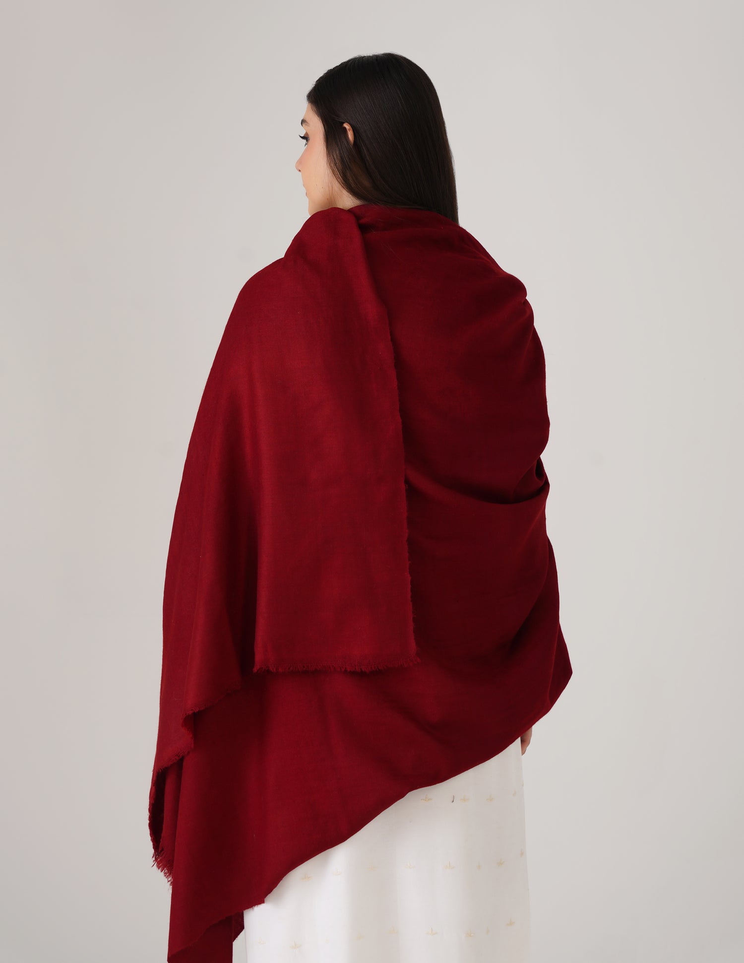 Kashmiri Handwoven Solid Cashmere Pashmina Shawl – Maroon | Handwoven Heritage - Kashmir Box