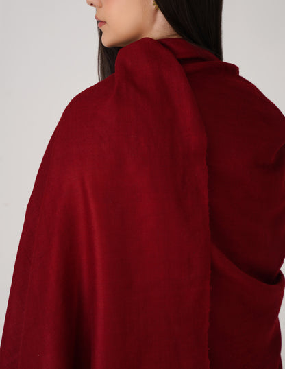Kashmiri Handwoven Solid Cashmere Pashmina Shawl – Maroon | Handwoven Heritage - Kashmir Box
