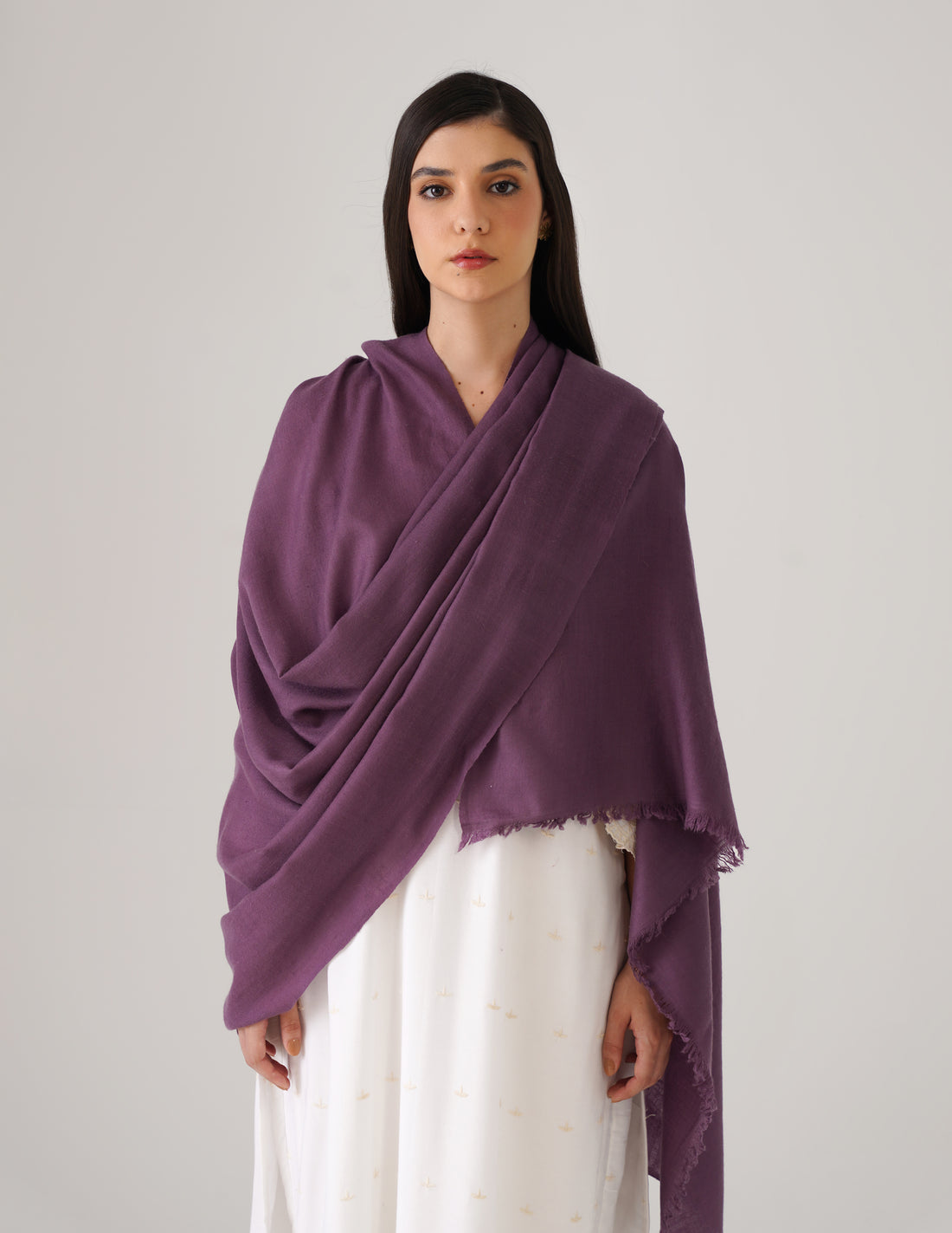 Kashmiri Handwoven Solid Cashmere Pashmina Shawl – Grape Wine | Handwoven Heritage - Kashmir Box