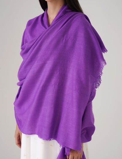 Kashmiri Handwoven Solid Cashmere Pashmina Shawl – Amethyst Purple | Handwoven Heritage - Kashmir Box