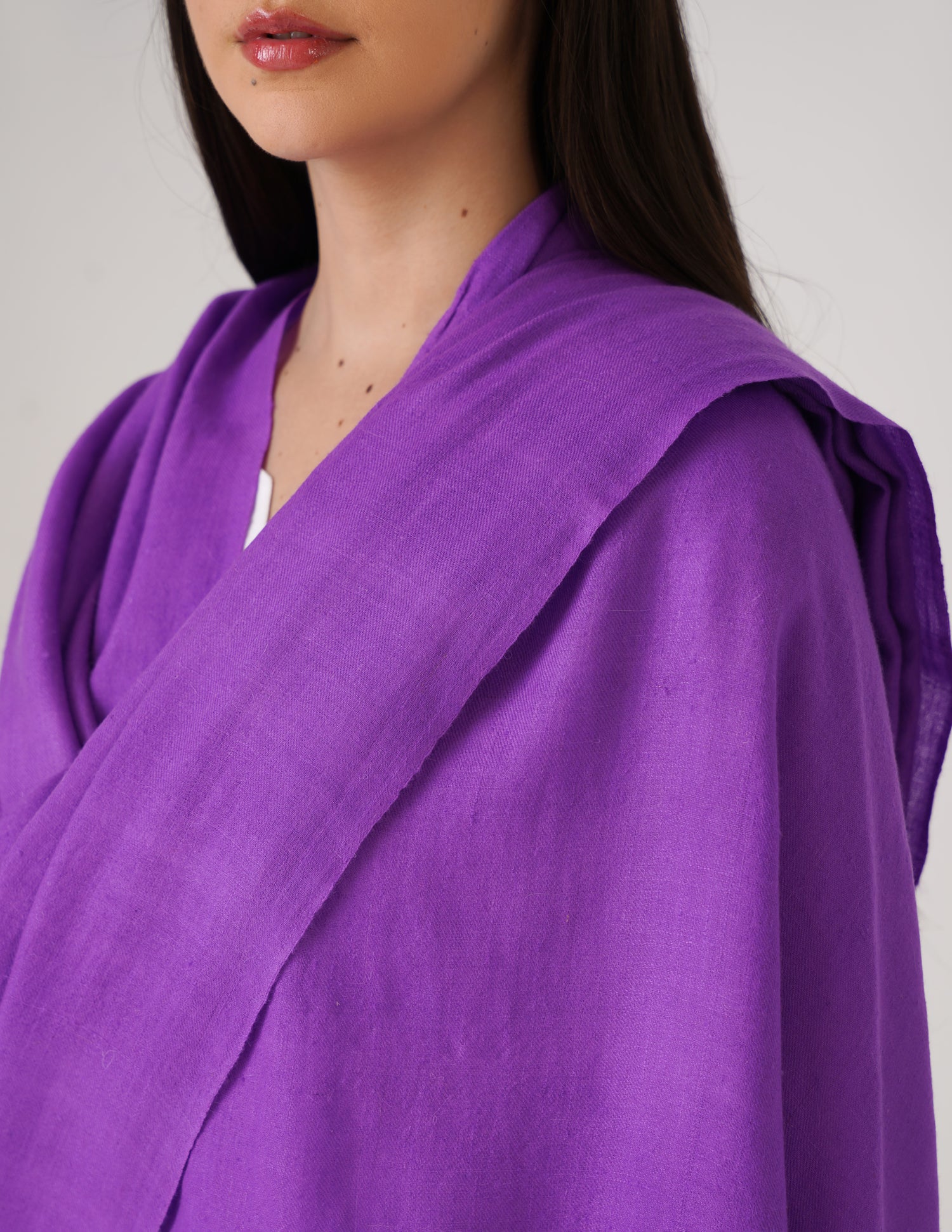 Kashmiri Handwoven Solid Cashmere Pashmina Shawl – Amethyst Purple | Handwoven Heritage - Kashmir Box