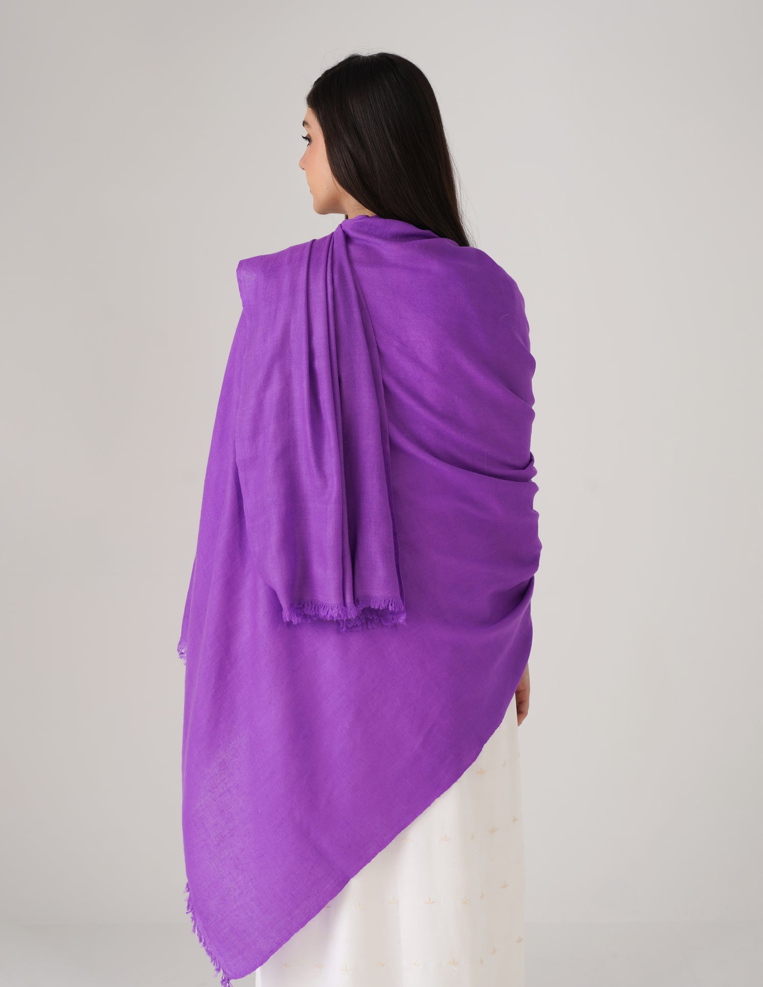 Kashmiri Handwoven Solid Cashmere Pashmina Shawl – Amethyst Purple | Handwoven Heritage - Kashmir Box
