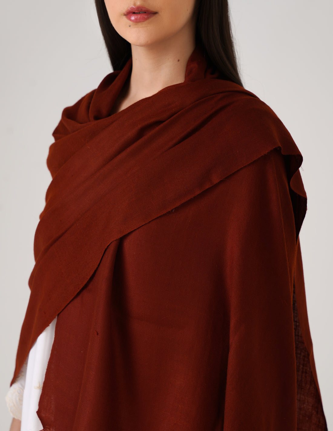 Kashmiri Handwoven Solid Cashmere Pashmina Shawl – Maroon Red | Handwoven Heritage - Kashmir Box