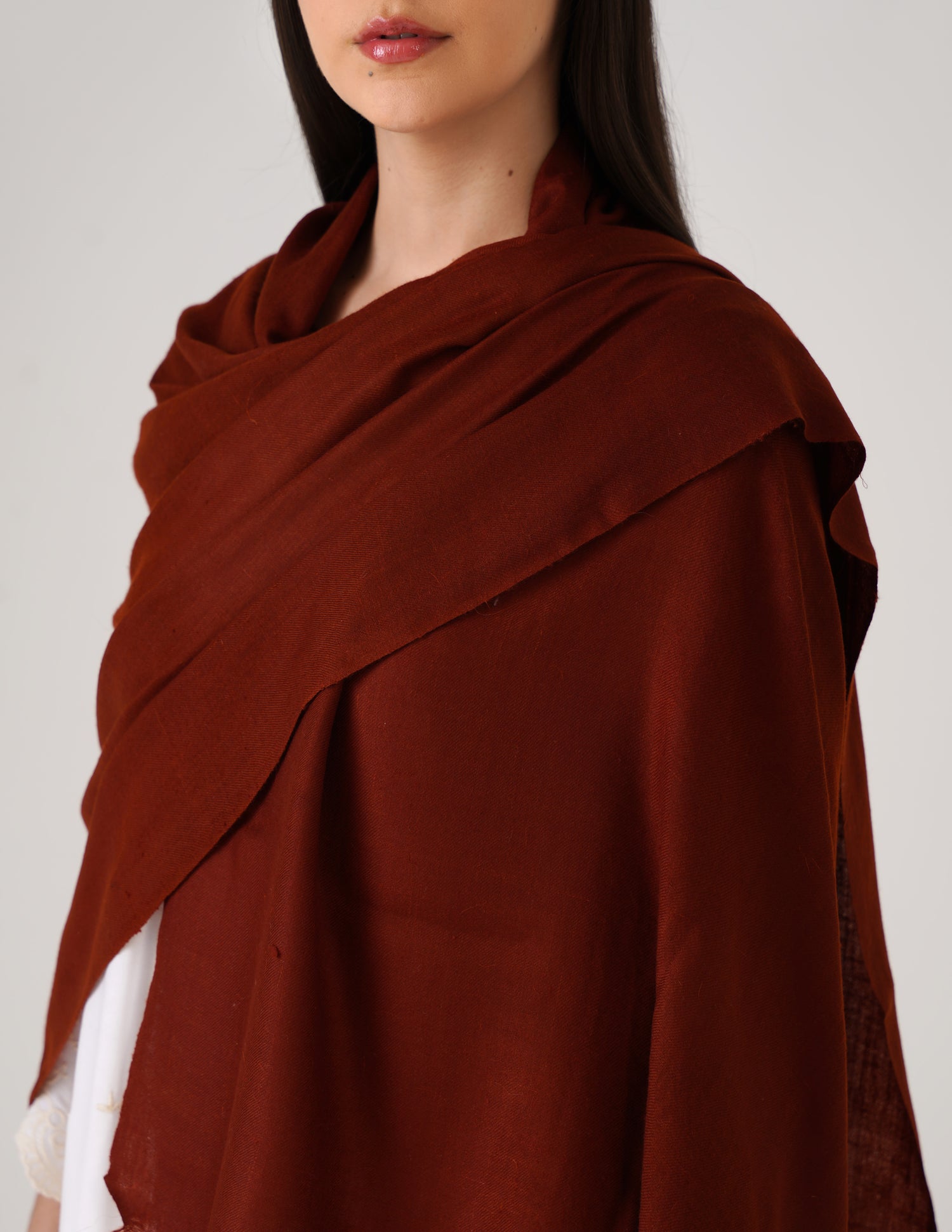 Kashmiri Handwoven Solid Cashmere Pashmina Shawl – Maroon Red | Handwoven Heritage - Kashmir Box