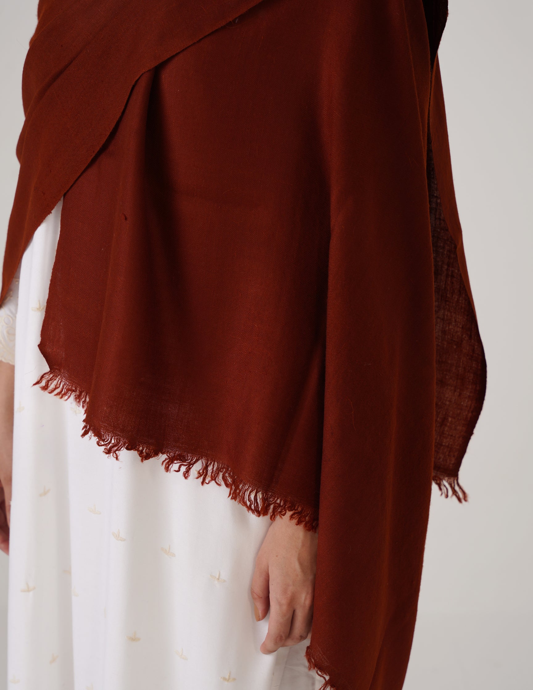 Kashmiri Handwoven Solid Cashmere Pashmina Shawl – Maroon Red | Handwoven Heritage - Kashmir Box