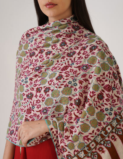 Kashmiri Handwoven Pashmina Sozni Stole Outline Embroidery – Arabian Spice | Handwoven Heritage | GI Certified - Kashmir Box