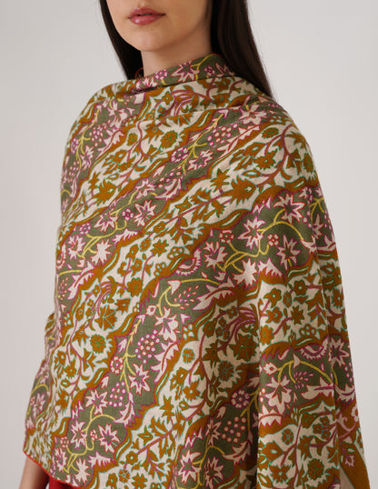 Kashmiri Handwoven Pashmina Sozni Stole Outline Embroidery – Mustard Gold | Handwoven Heritage | GI Certified - Kashmir Box