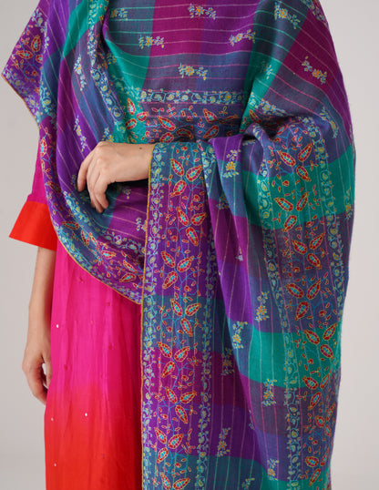 Kashmiri Handwoven Pashmina Sozni Stole Modern Checkered – Natural Undyed | Handwoven Heritage (Copy) - Kashmir Box