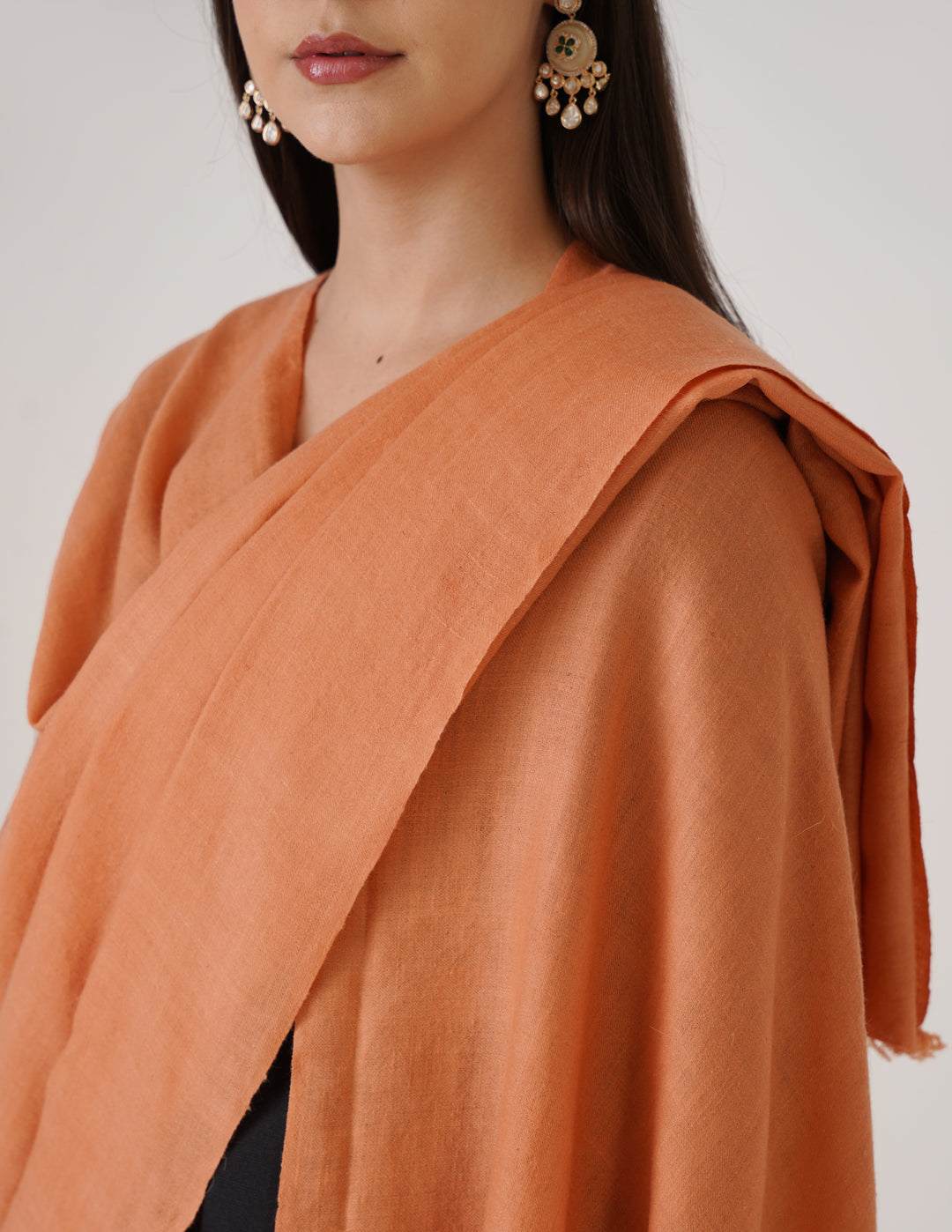 Kashmiri Handwoven Solid Cashmere Pashmina Shawl – Peach | Handwoven Heritage - Kashmir Box