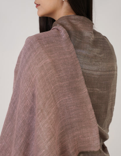 Kashmiri Handwoven Pashmina Reversible Stole – Pale Pink &amp; Silver | Handwoven Heritage - Kashmir Box