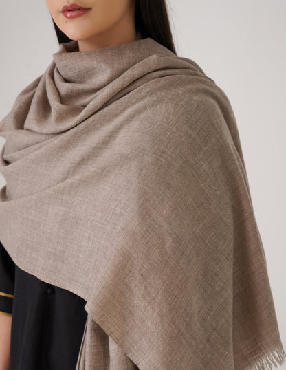 Kashmiri Handwoven Solid Cashmere Pashmina Shawl – Natural | Handwoven Heritage - Kashmir Box