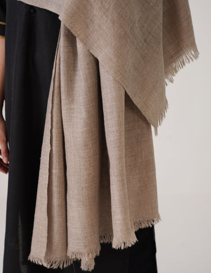 Kashmiri Handwoven Solid Cashmere Pashmina Shawl – Natural | Handwoven Heritage - Kashmir Box