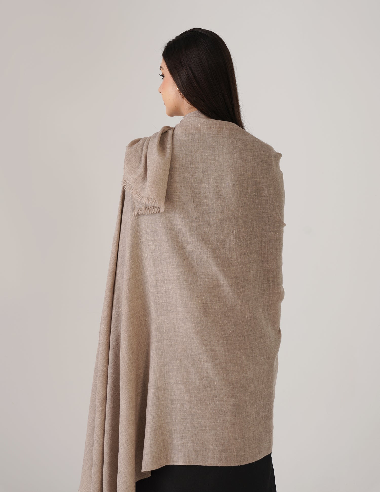 Kashmiri Handwoven Solid Cashmere Pashmina Shawl – Natural | Handwoven Heritage - Kashmir Box