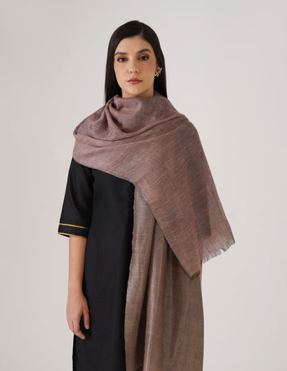 Kashmiri Handwoven Pashmina Reversible Stole – Pale Pink &amp; Silver | Handwoven Heritage - Kashmir Box