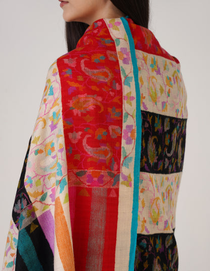 Kashmiri Handwoven Kani Embroidered Pashmina Shawl – Multicolour | Kalamkari Heritage - Kashmir Box