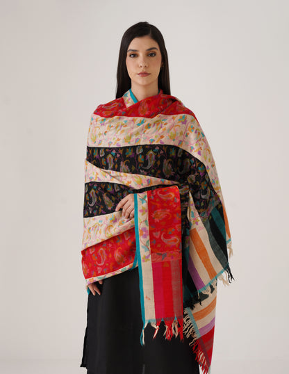 Kashmiri Handwoven Kani Embroidered Pashmina Shawl – Multicolour | Kalamkari Heritage - Kashmir Box