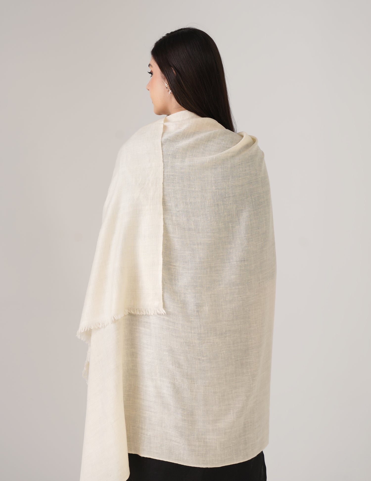 Kashmiri Handwoven Solid Cashmere Pashmina Shawl – Off White | Handwoven Heritage - Kashmir Box