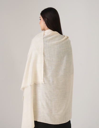Kashmiri Handwoven Solid Cashmere Pashmina Shawl – Off White | Handwoven Heritage - Kashmir Box