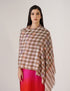 Kashmiri Handwoven Pashmina Sozni Stole Modern Check – Natural & Baby Pink | Handwoven Heritage - Kashmir Box