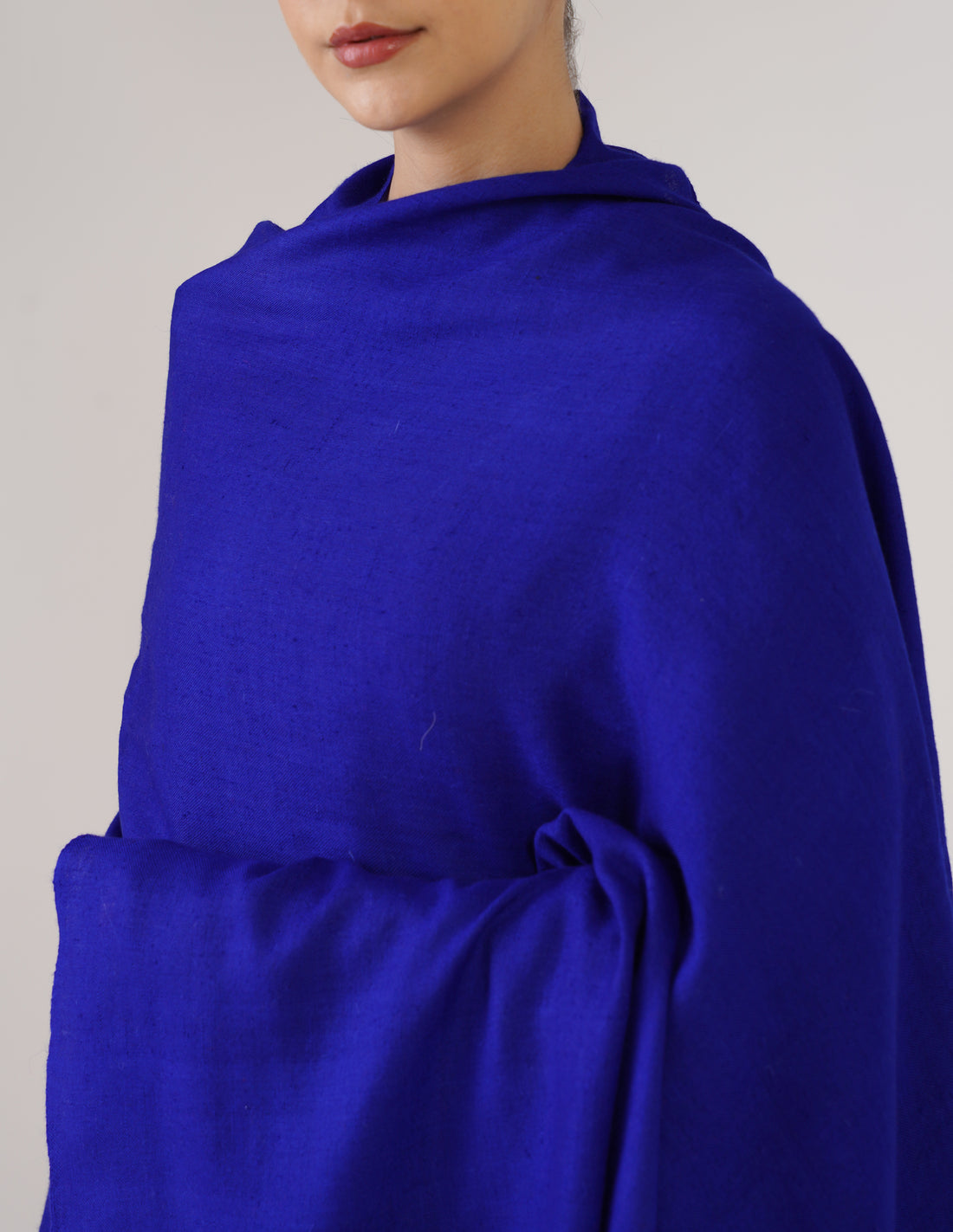 Kashmiri Handwoven Solid Cashmere Pashmina Shawl – Royal Blue | Handwoven Heritage - Kashmir Box
