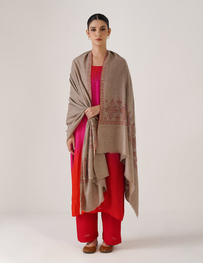 Kashmiri Handwoven Pashmina Sozni Shawl Paldaar – Natural | Handwoven Heritage - Kashmir Box