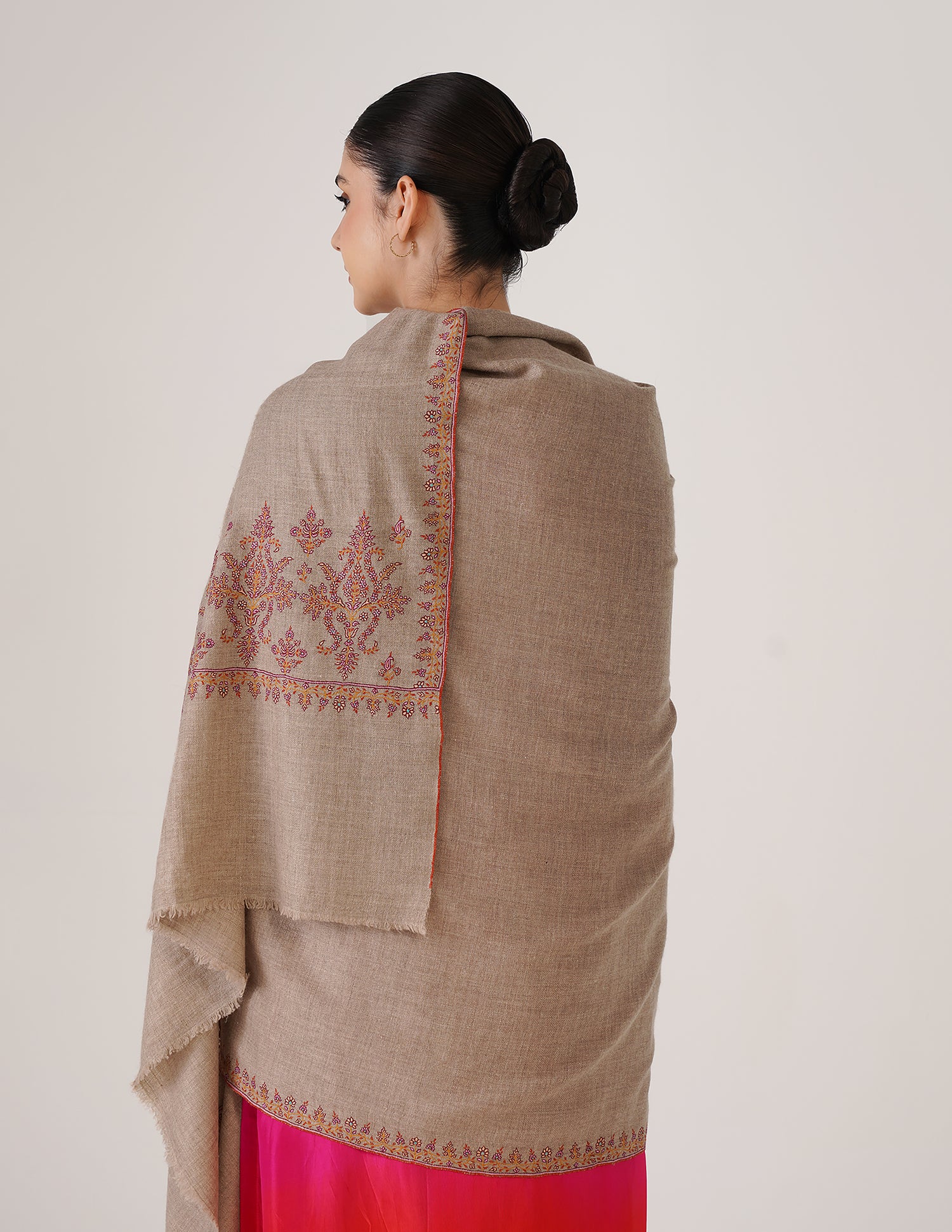 Kashmiri Handwoven Pashmina Sozni Shawl Paldaar – Natural | Handwoven Heritage - Kashmir Box